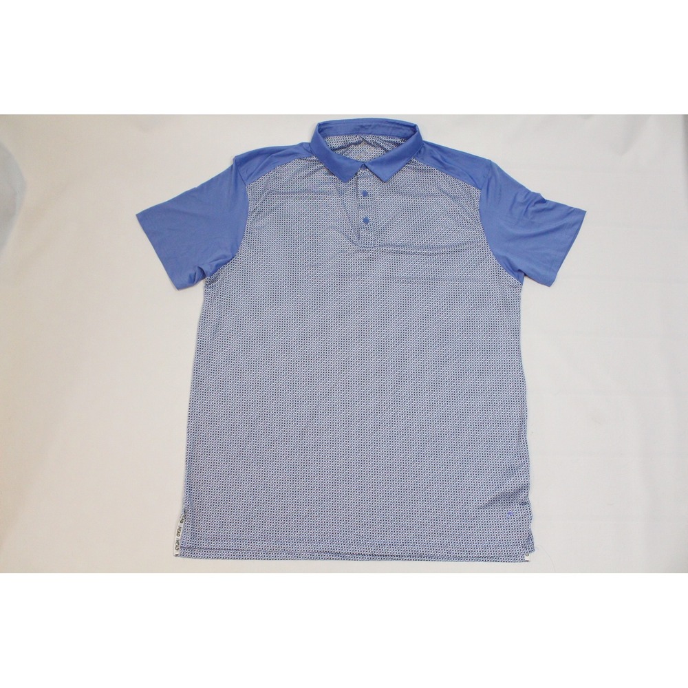 HEAD Golf Mens Blue Geometric Print Short Sleeve Performance Polo Shirt XL